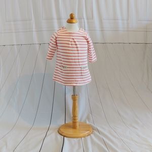 Baby Boden coral/white striped dress, 3-6 months